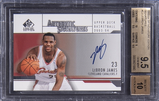 2003-04 SP Signature Edition "Authentic Signatures" #LJ LeBron James Signed Rookie Card – BGS GEM MINT 9.5/BGS 10
